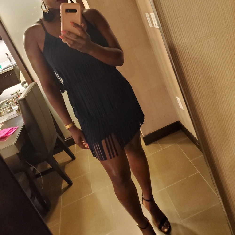 Blue shory fringe dress